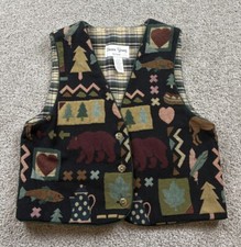Vintage Sharon Young Womens Vest Small Wildlife Cabin Cottagecore Made In USA
