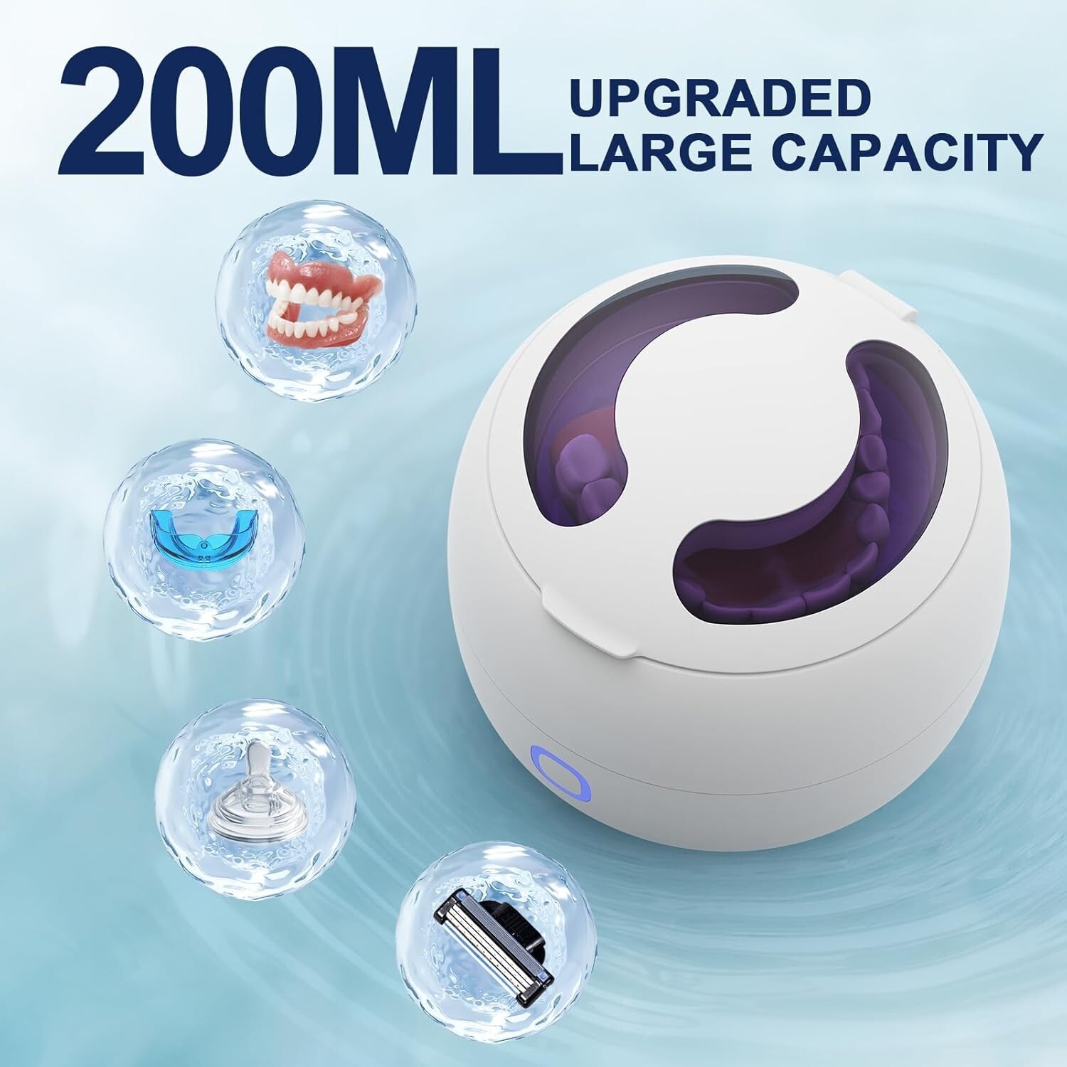 Upgraded Ultrasonic Retainer Cleaner, 45kHz Retainer Cleaner 200ML Dental Clean