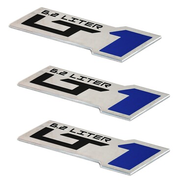 Blue LT1 6.2 Liter ''ZR1'' Emblem Engine Hood Badge Decal for Silverado-3pcs