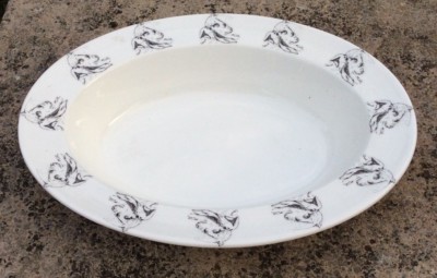 Seltene ALISON MOORE KERAMIK Comic Fisch Hund Bild große Bone China Porzellan Schüssel