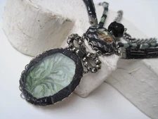 Ayala Bar Black and Greens Multi Layer Statement Necklace