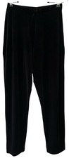 VTG Womens Black Velvet Pull on Pants High Waisted Tapered Goth Vamp Capsule PS