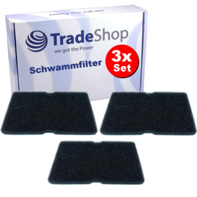 3x Schwammfilter für Elektra Bregenz TKE 73225 CT, TKE 83325 CT, TKE 8352 CT