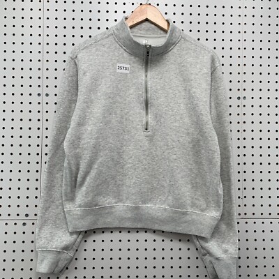 Fabletics 1/2 Zip Pullover Sweatshirt Gray Womens Large Crop Long