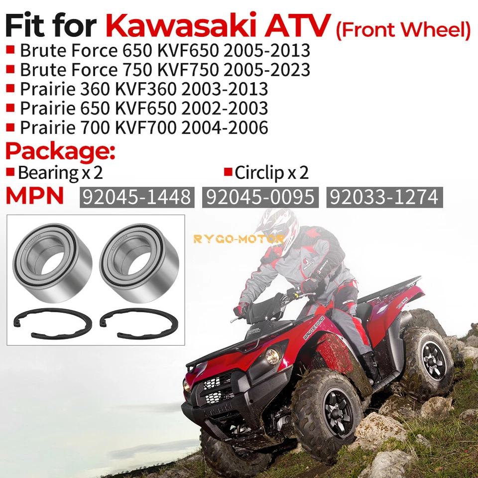 Kit de cojinete de rueda delantera para Kawasaki Brute Force 650 750 / Prairie 360 650 700 Foto 2 de 4