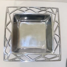 Wilton Armetale Symphony 12" Square Serving Bowl Cut Out Geometric Trim