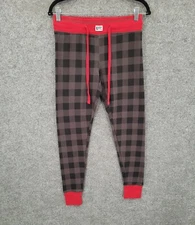 Lazy One Pajama Jogger Pants Womens XS Elastic Drawstring Waist Gray Plaid Cabin