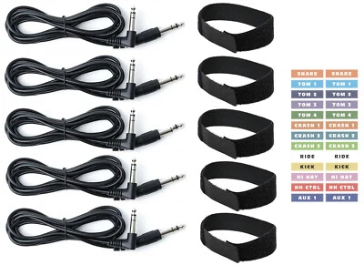SILVERLINE AUDIO 5 Cable Connection Kit for Alesis SamplePad Pro Auxiliary Cymbals/Pads/Triggers