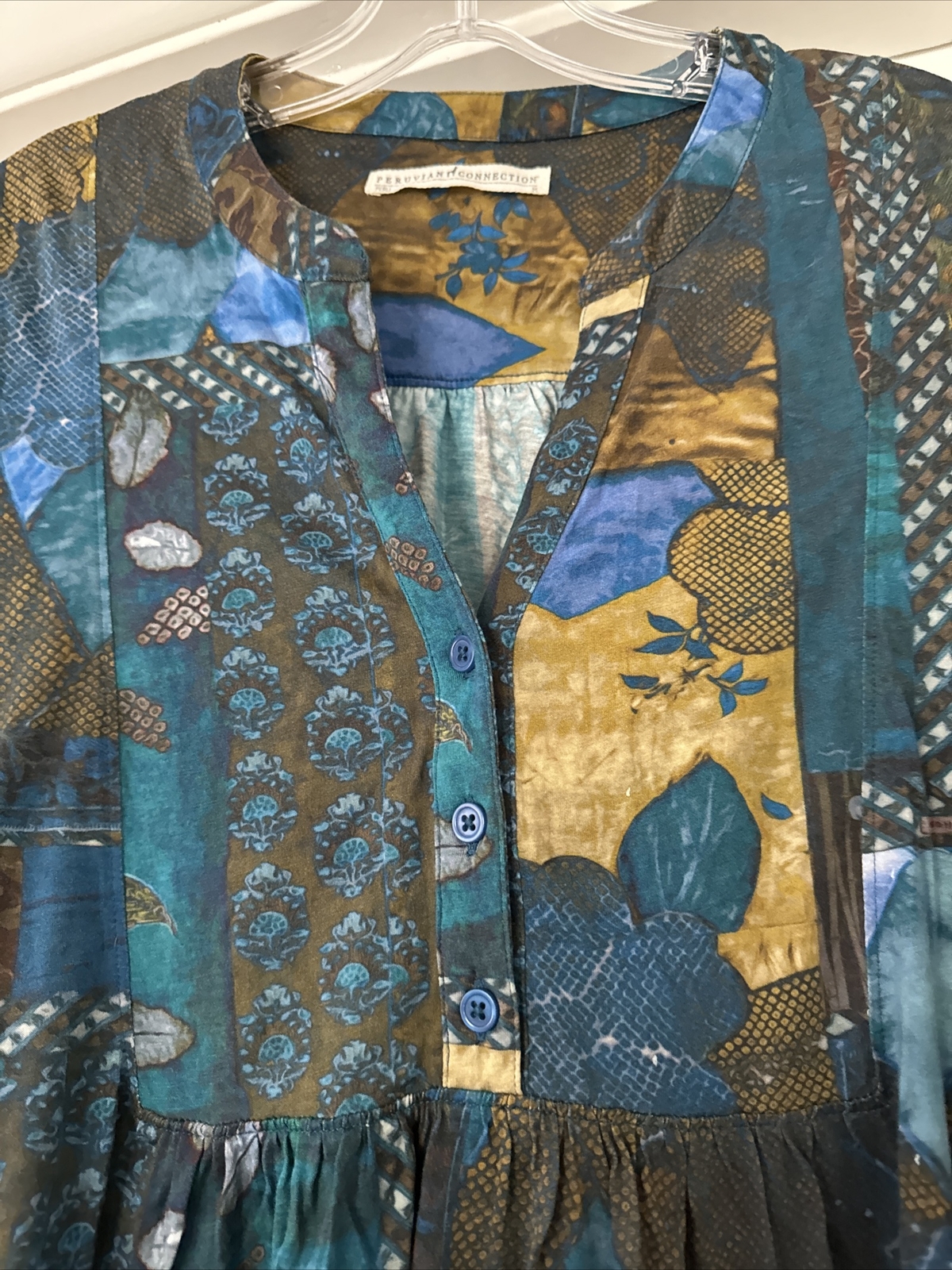 Peruvian Connection Patchwork Cotton Tunic Dress … - image 3