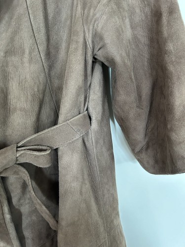 Neu ohne Etikett Vintage 60er Jahre Cognac Wildleder Leder Gürtel Mantel COUTURE Gr. M/L TOP - Bild 12 von 18