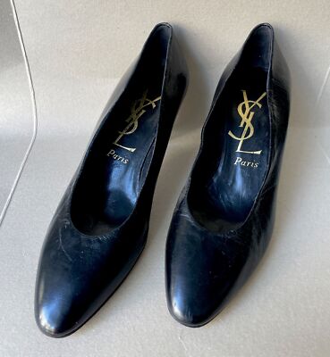 comfortable YSL Black Lather Women Hills Shoes Classic Style