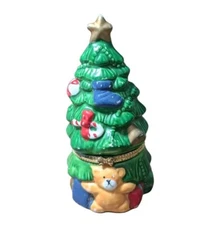 Greenbrier International Inc Porcelain Hinged Christmas Tree Ornament Gift Box