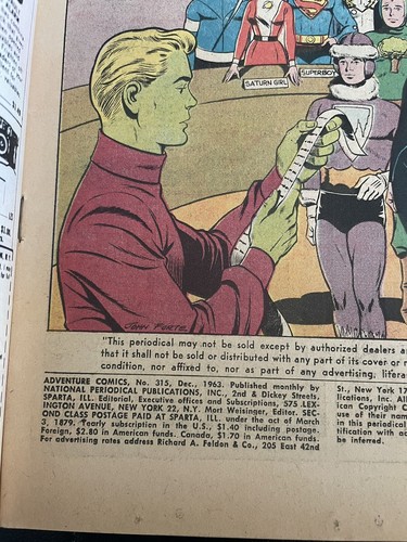 ADVENTURE COMICS #315 MOLTO FINE. LEGION OF SUPERHEROES!!! 1963 - Foto 2 di 2