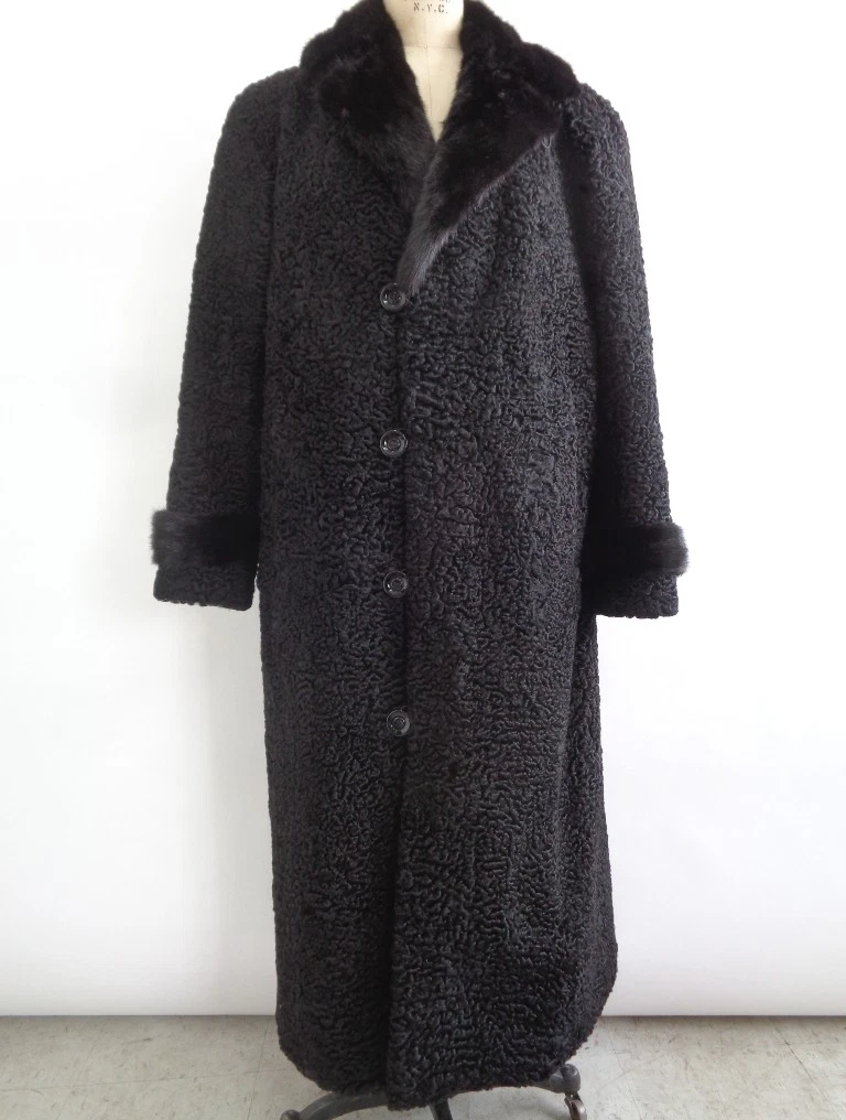 REFURBISHED NEW BLACK PERSIAN LAMB MINK FUR COAT JACKET MEN MAN SIZE ALL