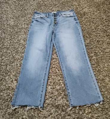 Sneak Peek Jeans Womens 9/29 Medium Wash Straight Cropped Raw Cuff Button Fly