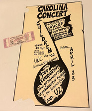 Carolina Concert Comp Ticket/Flyer 1983 Todd Rundgren/U2 1st Stop US "War" Tour