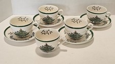 Lot of Spode Christmas Tree 5 Tea Cups and 4 Saucers EUC