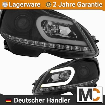 Scheinwerfer Kit Mercedes W204 Lightbar Tagfahrlicht Klarglas Schwarz H7/H1