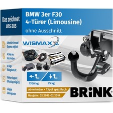 ANHÄNGERKUPPLUNG für BMW 3er F30 12-14 abnehmbar BRINK +13pol E-Satz BRINK