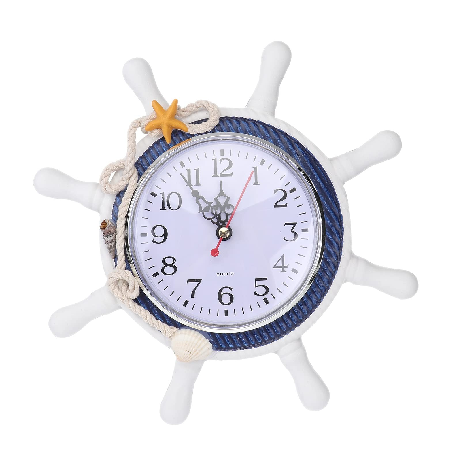 Mediterranean Wall Clock Steering Wheel Nautical Silent Wall Clock Beach Sea ...