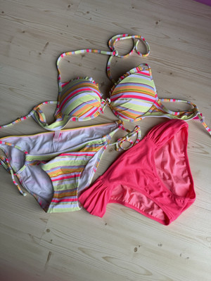 Neu Victoria s Secret Bikini 3 Teilig Neon Neckholder Slips Bunt Bademode Xs