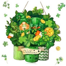 St. Patrick's Day Welcome Sign Wood Sign Irish Front Door Decor Wood Gnome