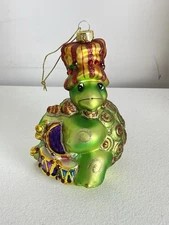 Scottish Christmas Merry Hoppins Collection Green Turtle Playing Drums Ornament