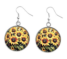 Sunflower Art Print Earrings Lightweight Dangle Earrings