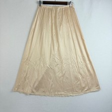 Vanity Fair Half Slip Skirt Beige Nylon Lace Trim Midi Length Size Medium