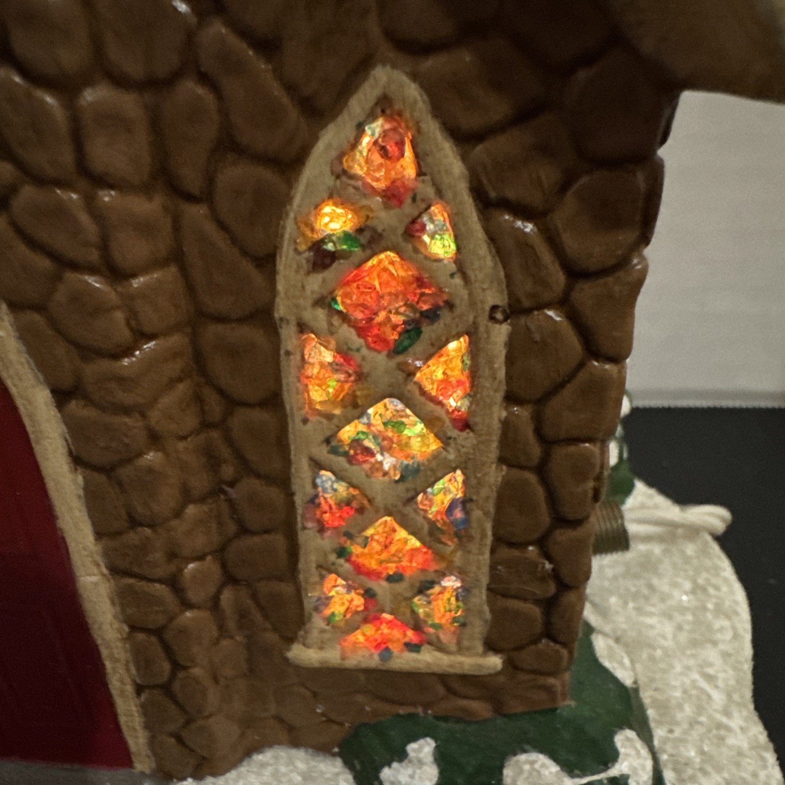 VTG Byron Molds Christmas  Ceramic Light up Church Stained Glass & Steeple 16” H