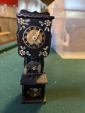 Vintage Miniature Hand Painted West German Grandfather Clock/ Runs