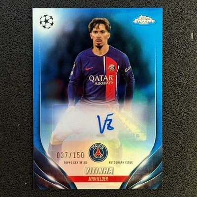 Vitinha Auto /150 2023-24 Topps Chrome UEFA Club Competitions Blue Refractor PSG