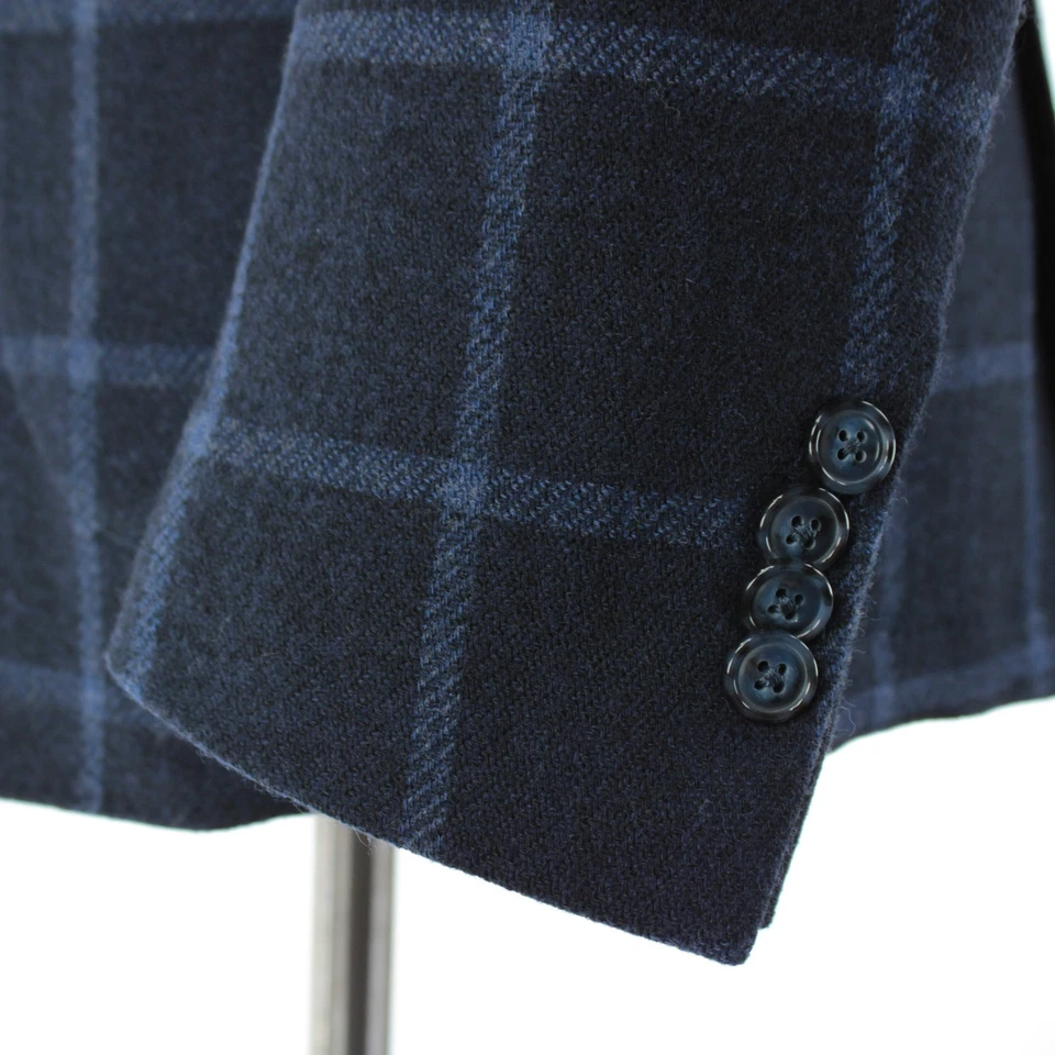 Abrigo deportivo Sartoria Partenopea nuevo con etiquetas mezcla de lana talla 50R (40R EE. UU.) en azul a cuadros Foto 3 de 4