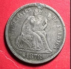 1878 US Seated LIBERTY SILVER Dime "LOVE TOKEN"! XF Details & "Holed" & Plugged!