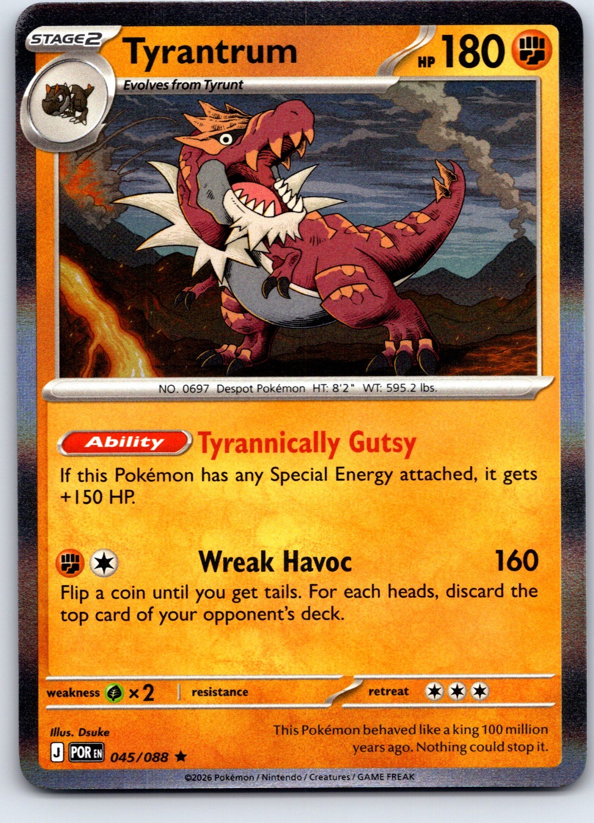 Tyrantrum 045/088 Holo Rare Perfect Order Pokemon Lightly Played