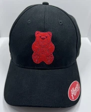 Albanese Black Hat With Red Bear Embroidered One Size Adult Unisex  Gummy Candy