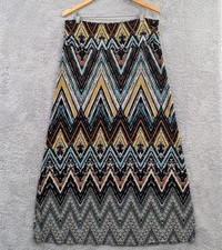 Cato Women's Size Large Chevron ZigZag Long Flowy Maxi Skirt Multi-Colored Boho