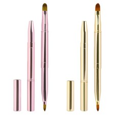 2 Pack Retractable Lip Brush for Lipstick Lip Gloss Double-Ended Lip Makeup Brus