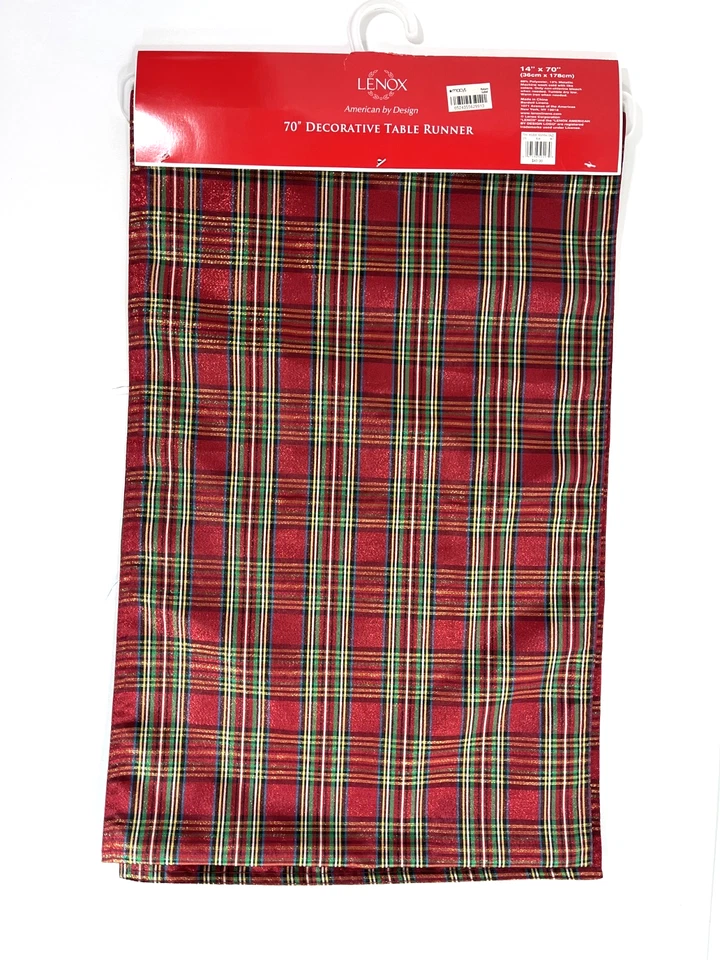 Lenox Table Runner 14"X70"  Christmas Holidays Red Green 100% Cotton New - Image 2 of 2