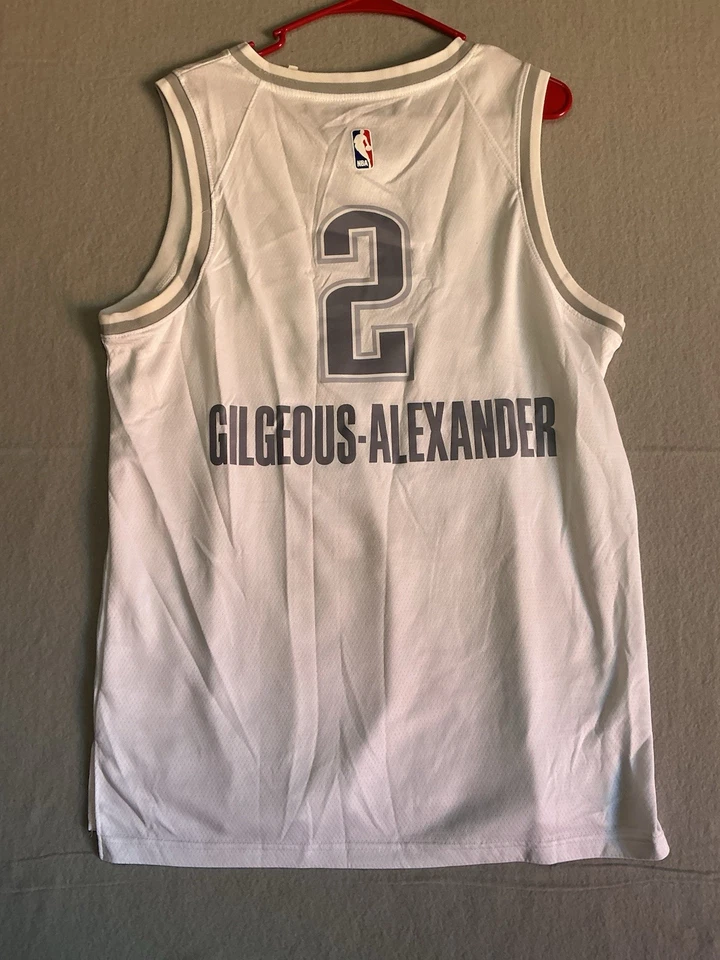 Shai Gilgeous-Alexander Oklahoma City Thunder White Silver Jersey Sz 48 0032 - Image 2 of 4