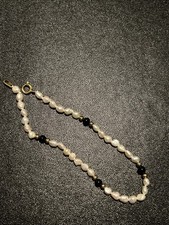 Pearl And Onyx Gld Bead 7.5 In Bracelet