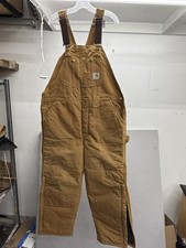 Carhartt Bibs R03 BRN 40x30 Duck Canvas Arctic Quilt Lined Insulated Overalls