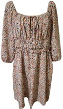 Womens Size 3X Floral Smocked Mini Dress Square Neck Boho Milkmaid