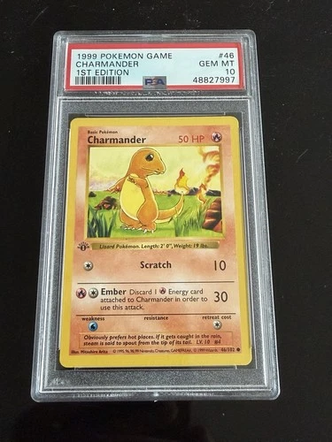 1999 POKEMON BASE SET 1ST EDITION #46 CHARMANDER PSA 10