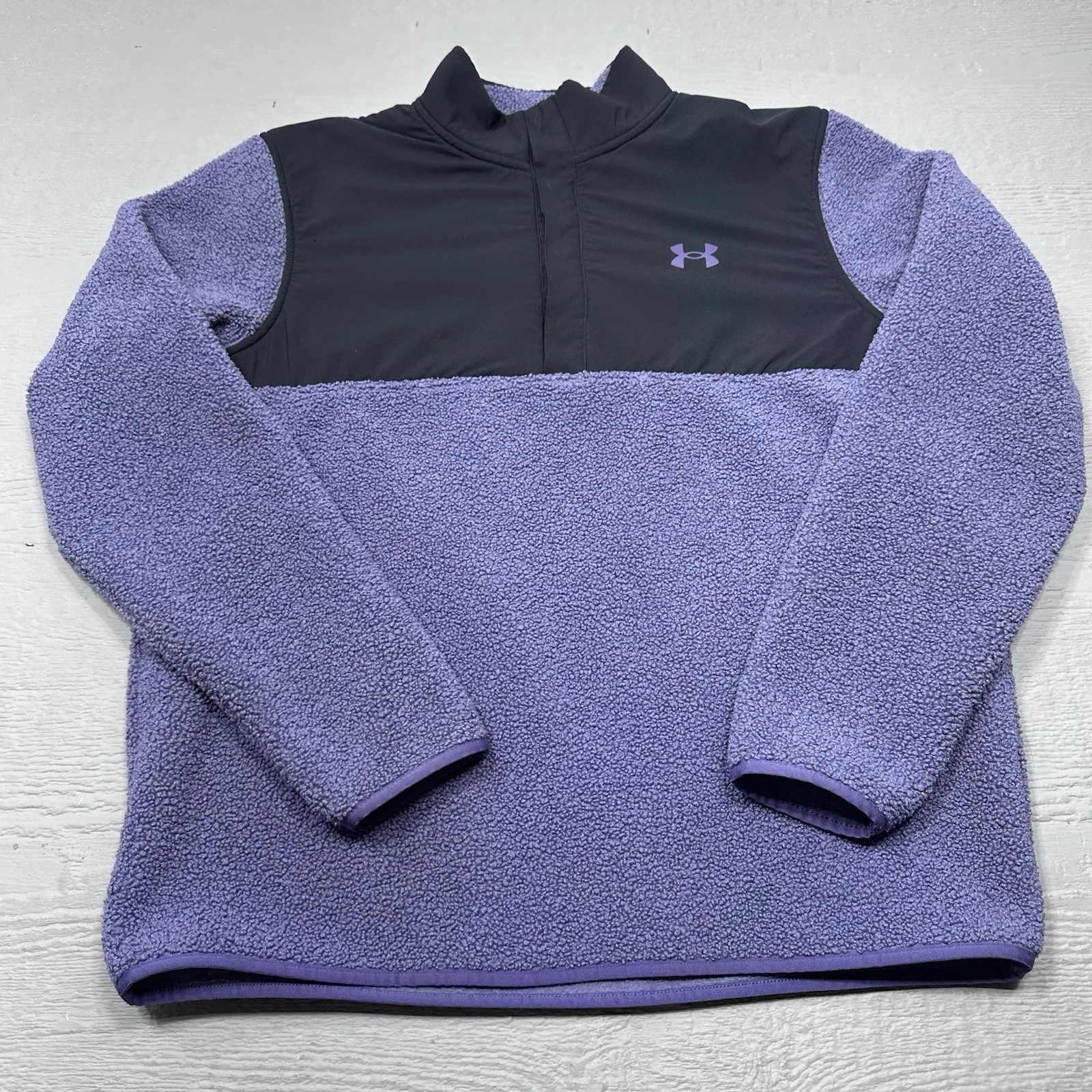 Under Armour Golf Jacket Mens XL Purple Black Full Zip Sherpa Loose Fit Logo