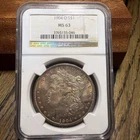 1904 O Morgan Silver Dollar MS 63 Gold Tone On Obverse And Green/Blue Reverse