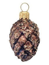 EUROPEAN BLOWN GLASS BROWN PINE CONE CHRISTMAS TREE ORNAMENT TRADITIONAL