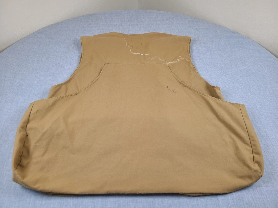Vintage BOB ALLEN Hunting Vest Mens Large Brown Duck Canvas Pockets Padded USA - Image 2 of 4