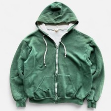Vintage 60  s Spring Foot Green Thermal Lined Zip Hoodie M