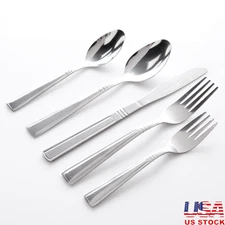 45-Piece Stainless Steel Flatware Set Tumble Finish Kitchen Utensils Daily Use E